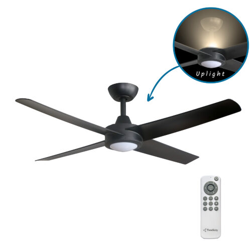 Ambience Uplight DC Ceiling Fan by Three Sixty with LED Light - Black 48"