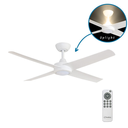Ambience Uplight DC Ceiling Fan by Three Sixty with LED Light - White 48"