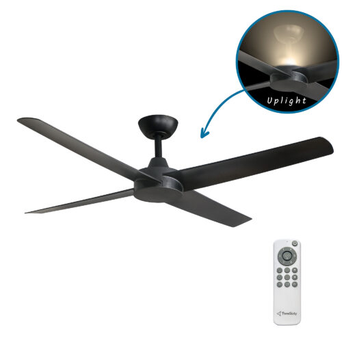Ambience Uplight DC Ceiling Fan by Three Sixty - Black 52"