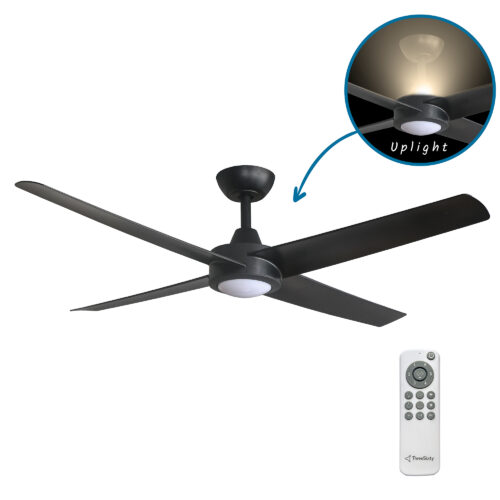 Ambience Uplight DC Ceiling Fan by Three Sixty with LED Light - Black 52"
