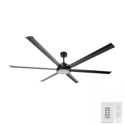 Brilliant Colossus DC Ceiling Fan with LED Light 84" Matt Black with Remote and Wall Control