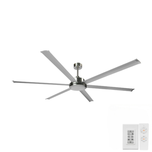 Brilliant Colossus DC Ceiling Fan with LED Light 84" Satin Nickel with Remote and Wall Control