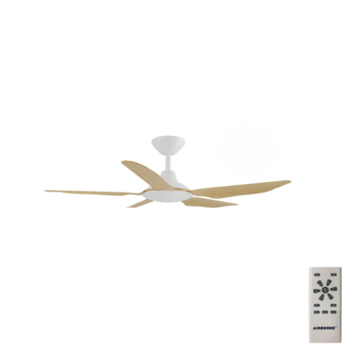 Calibo Storm DC 42" Ceiling Fan in White Motor with Bamboo Blades with Remote