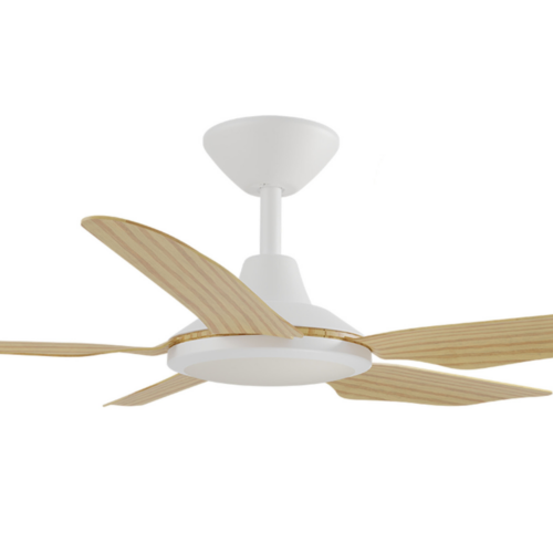 Calibo Storm DC 42" Ceiling Fan with LED Light in White and Bamboo Blades Motor