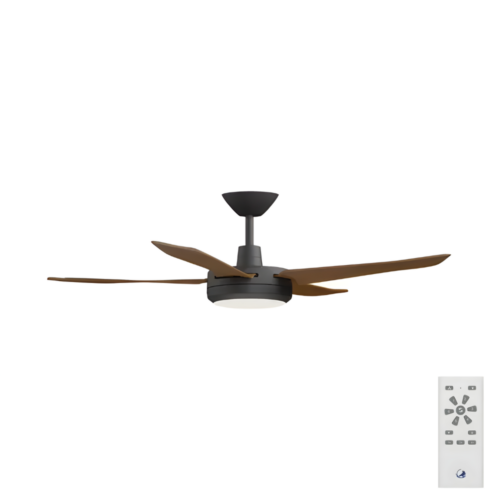 Airborne Enviro DC 52" Ceiling Fan with LED Light in Black with Koa Blades