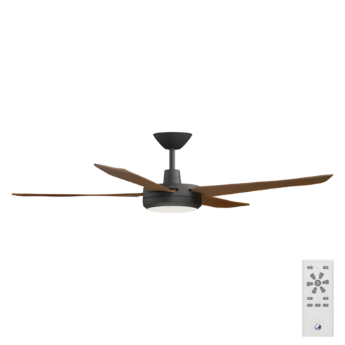 Airborne Enviro DC 60" Ceiling Fan with LED Light in Black with Koa Blades