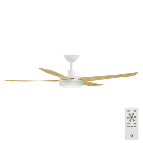 Airborne Enviro DC 60" Ceiling Fan with LED Light in White with Bamboo Blades