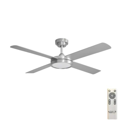 Pinnacle 3 DC Ceiling Fan by Hunter Pacific with LED Light - Brushed Aluminium with Silver Blades 52" - main