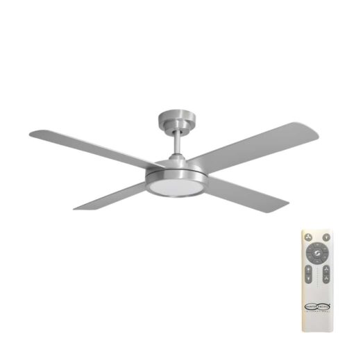 Pinnacle 3 DC Ceiling Fan by Hunter Pacific with LED Light - Brushed Aluminium with Silver Blades 52" - main