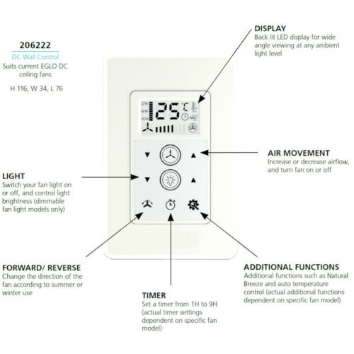 Eglo DC Wall Control Features