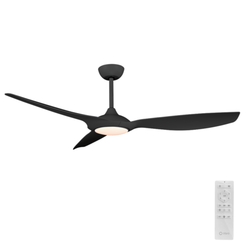 Glider DC Ceiling Fan by Claro with LED Light - Black 60"