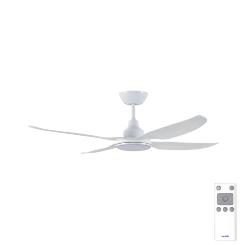 Alaska DC Ceiling Fan by Ventair with LED Light - White 48"