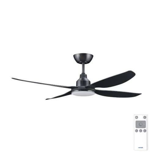 Alaska DC Ceiling Fan by Ventair with LED Light - Black 52"