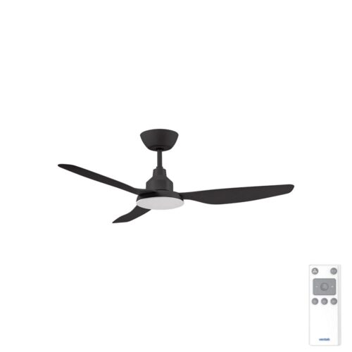 glacier dc ceiling fan with led light by ventair in black 48 inch