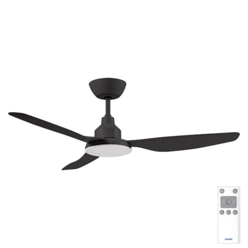 glacier dc ceiling fan with led light by ventair in black 52 inch