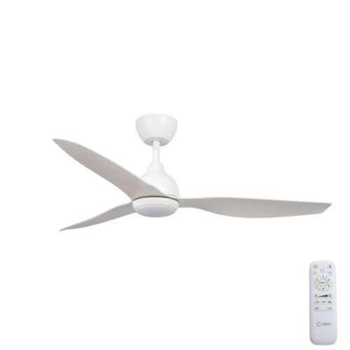 White Whisper IP66 DC ceiling fan with LED, 52-inch remote control