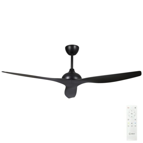 Black Whisper IP66 ceiling fan, 58-inch with new remote control