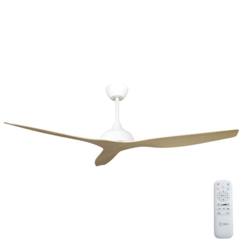 White Whisper IP66 ceiling fan with beechwood blades, 58-inch remote control