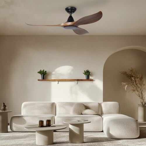 Eglo Noosa DC Ceiling Fan - Black with Teak Blades - living room2