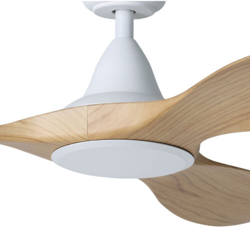 Eglo Noosa DC Ceiling Fan in White with Blackbutt blades - 52" - close up