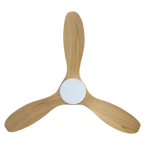 Eglo Noosa DC Ceiling Fan in White with Blackbutt blades - 52" - under view