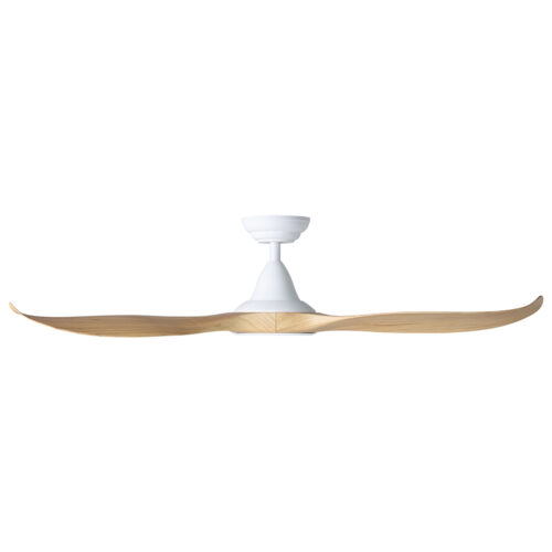 Eglo Noosa DC Ceiling Fan in White with Blackbutt blades - 52" - side view