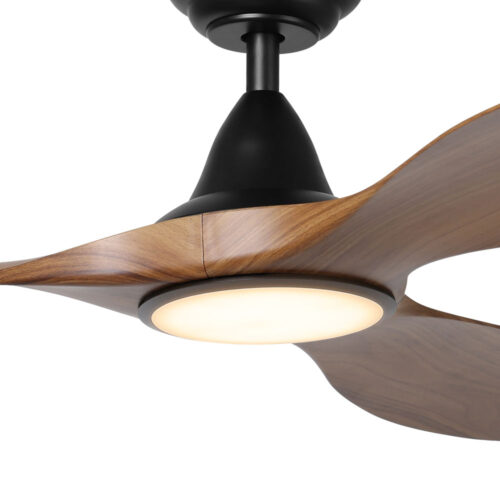 Eglo Noosa DC Ceiling Fan with LED 60" - BLack with Teak - close up 2