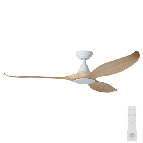 Eglo Noosa DC Ceiling Fan with LED 60" - White with Blackbutt