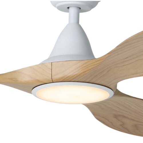 Eglo Noosa DC Ceiling Fan with LED 60" - White with Blackbutt - close up1