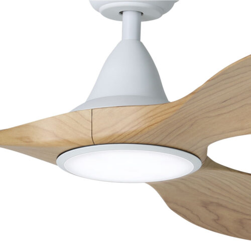 Eglo Noosa DC Ceiling Fan with LED 60" - White with Blackbutt - close up2