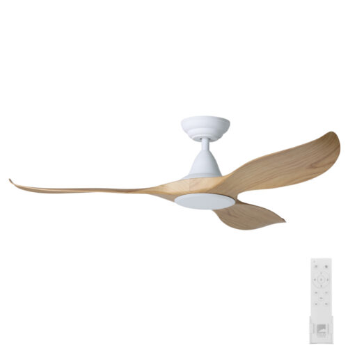 Eglo Noosa DC Ceiling Fan in White with Blackbutt blades - 52"