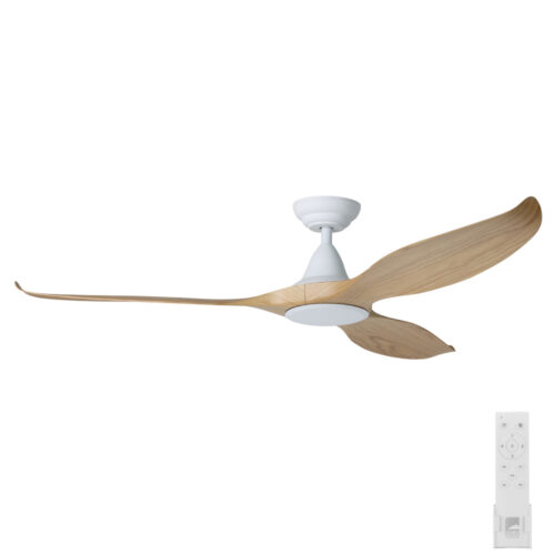 Eglo Noosa DC Ceiling Fan 60" - White with Blackbutt blades