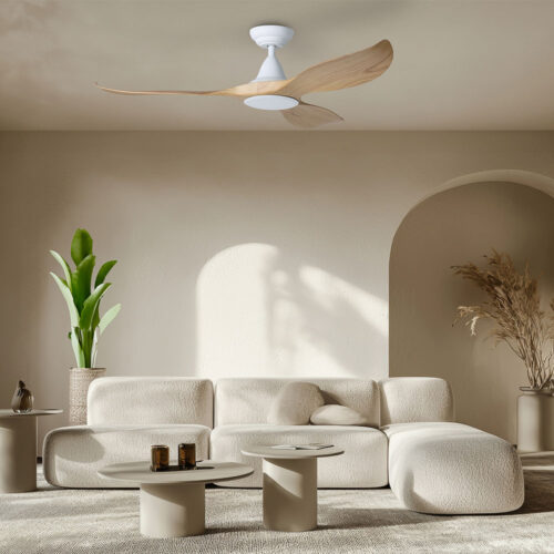 Noosa DC Ceiling Fan by Eglo - White with Blackbutt Blades 60" - Image 6