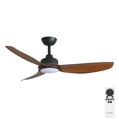 Trinity DC Ceiling Fan by Three Sixty with LED - Black with Koa Blades 48" - with remote