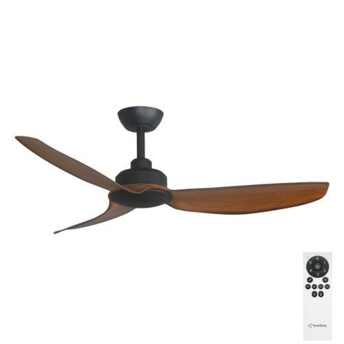 Trinity DC Ceiling Fan by Three Sixty - Black with Koa Blades 48" - with remote