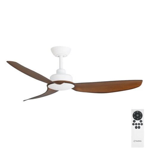 Trinity DC Ceiling Fan by Three Sixty - Matte White with Koa Blades 48" - with remote
