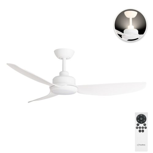Trinity DC Ceiling Fan by Three Sixty with LED and Uplight - Matte White 48" - with remote