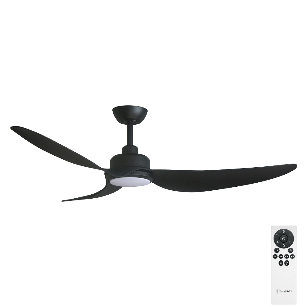 Trinity DC Ceiling Fan by Three Sixty with LED - Black 56" - with remote