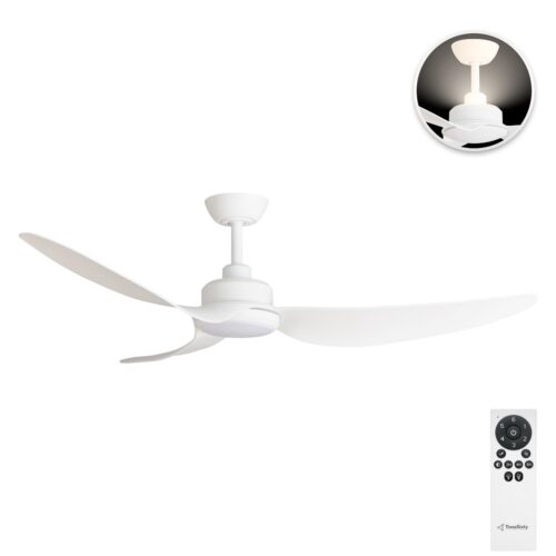 Trinity DC Ceiling Fan by Three Sixty with LED and Uplight - Matte White with 56" - with remote