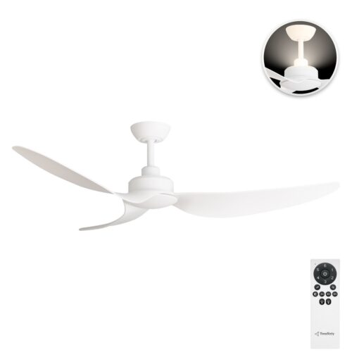 Trinity DC Ceiling Fan by Three Sixty with Uplight - Matte White 56" - with remote