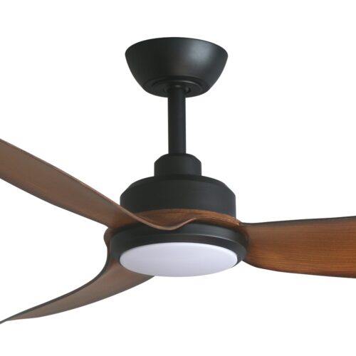 Trinity DC Ceiling Fan by Three Sixty with LED - Black/Koa - close up