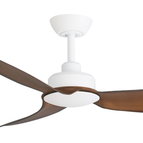 Trinity DC Ceiling Fan by Three Sixty - Matte White/Koa - close up