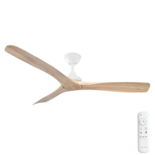 Spitfire DC Ceiling Fan by Three Sixty - White with Light Oak Blades 52" - main