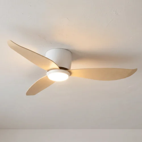 claro-essentials-spirit-dc-44-inches-white-with-timber-style-abs-blades-with-light-close-up-insitu