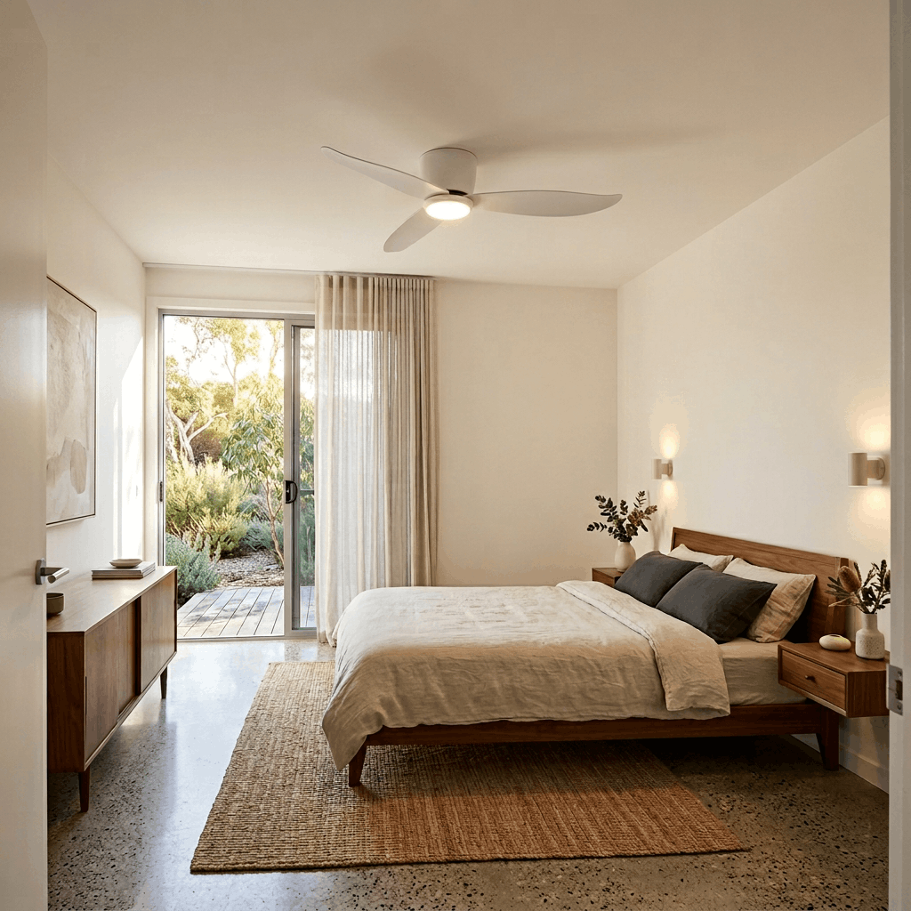 claro spirit 44 inch bedroom ceiling fan with led light